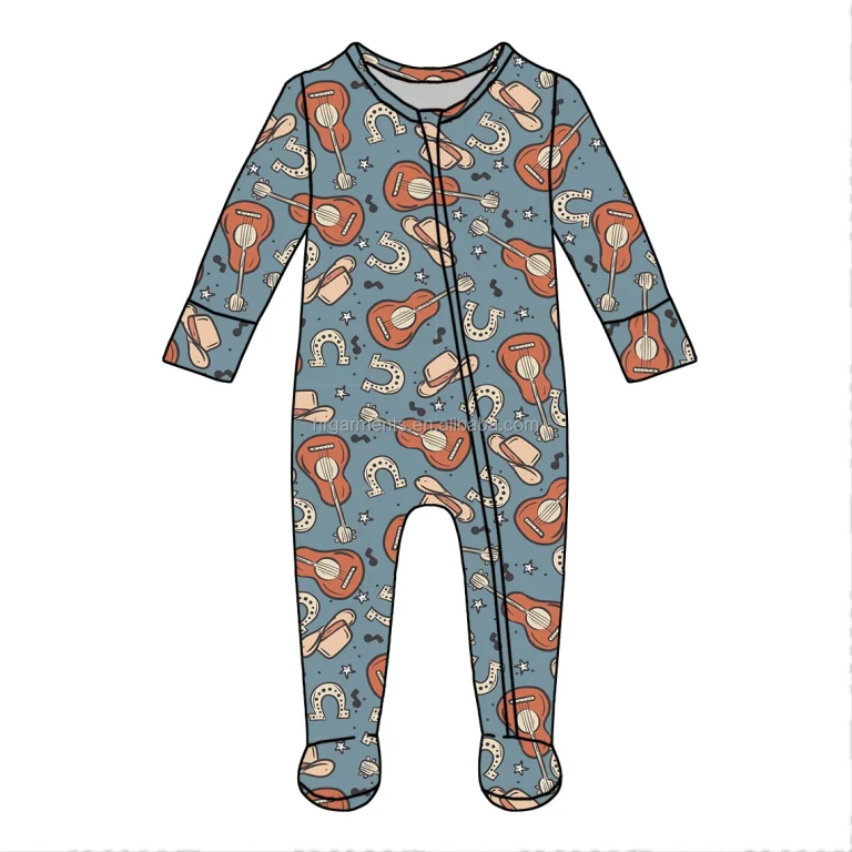 Print Custom Organic Bamboo Romper Bamboo Double Zipper Pajamas Viscose Baby Wholesale OEM