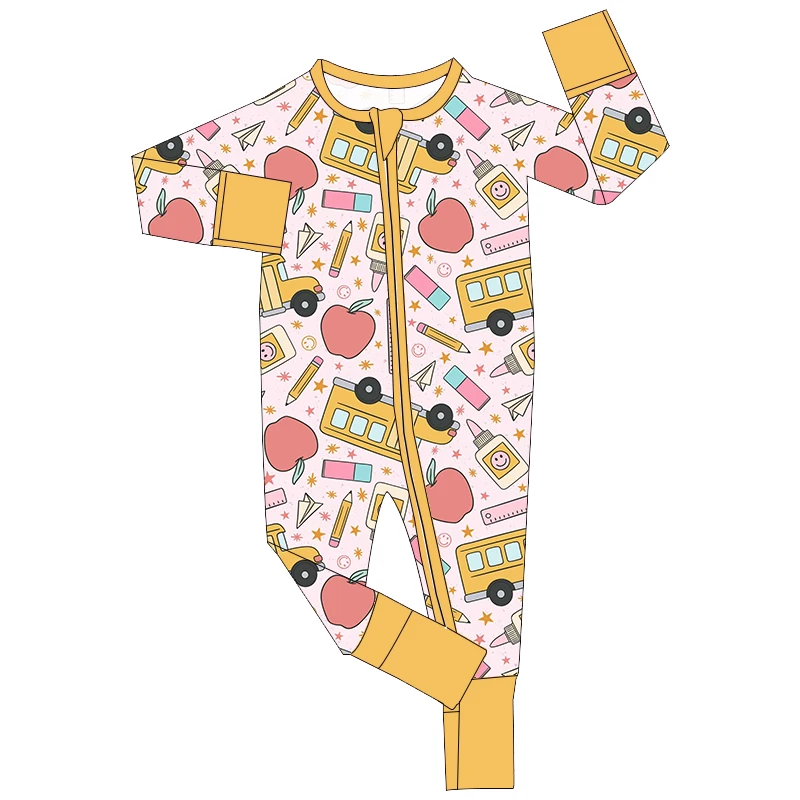 Cozy baby footie pajamas in soft, durable fabric for wholesale buyers. Perfect for retailers seeking quality infant sleepwear.