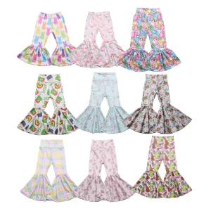 Popular Children Clothing Personalized Pants for Girls Plus Size Toddler Flare Leggings Ribbed Fabric Kids Trousers Bell Bottom