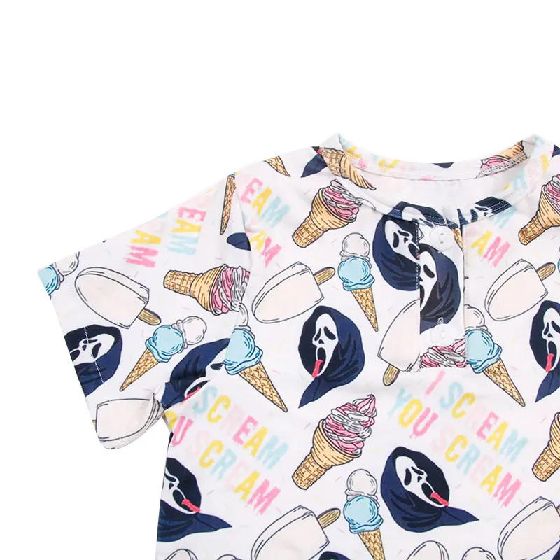Wholesale Halloween Newborn Toddler Custom Milk Silk Pajamas Short Sleeve Romper Bottom Snap Infant Baby Clothes Jumpsuit Romper - Image 4