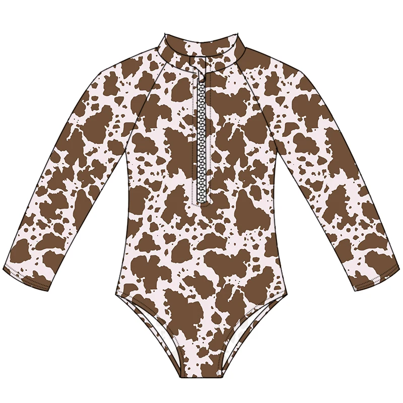 Summer Girl Beach Wear 0-16 Years Old Swimsuit Custom Print Kids Long Sleeve Bathing Suit With Zipper One-Piece Swimming Wear - Image 3