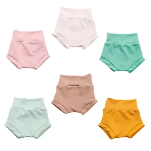High Waist Solid Color Kids Dance Shorts Soft Seersucker Fabric Bummies Children Comfortable Pants