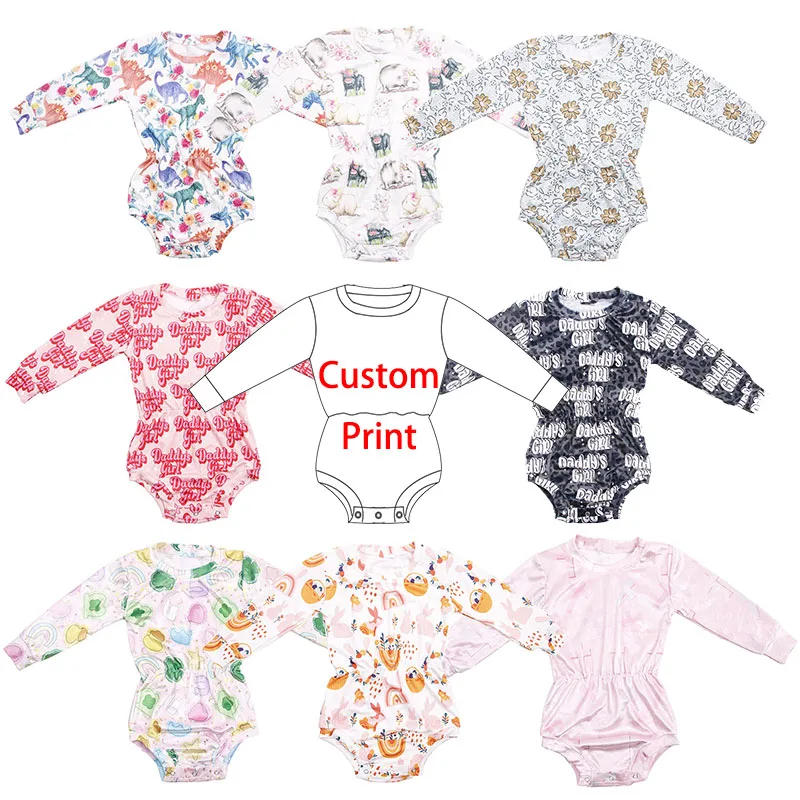 New Arrival Newborn Baby One Piece Romper Long Sleeve Round Neck Milk Silk Fabric Western Spring Girl Leotard