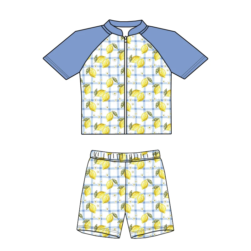 Summer New Style Short-sleeved Children's Swimming Suit Set, Custom-made with Sun protection for Children's Swimsuits - Image 4