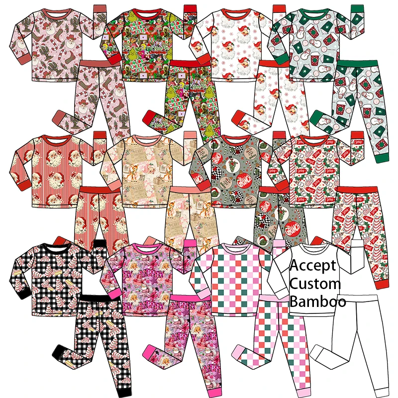 Hot Selling Children Clothing Baby Bamboo Jammies Custom Printed Bamboo Fiber Fabric Soft Home Wear Two Pieces Kids Pjs Sets - Image 4