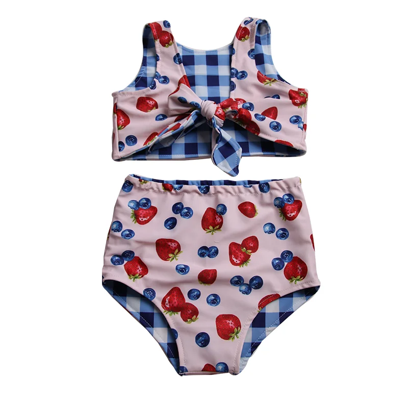 Reversible Printed Bikini Set Summer Two-Piece Bathing Suits Girls Baby Fourth of July Pattern - Image 6