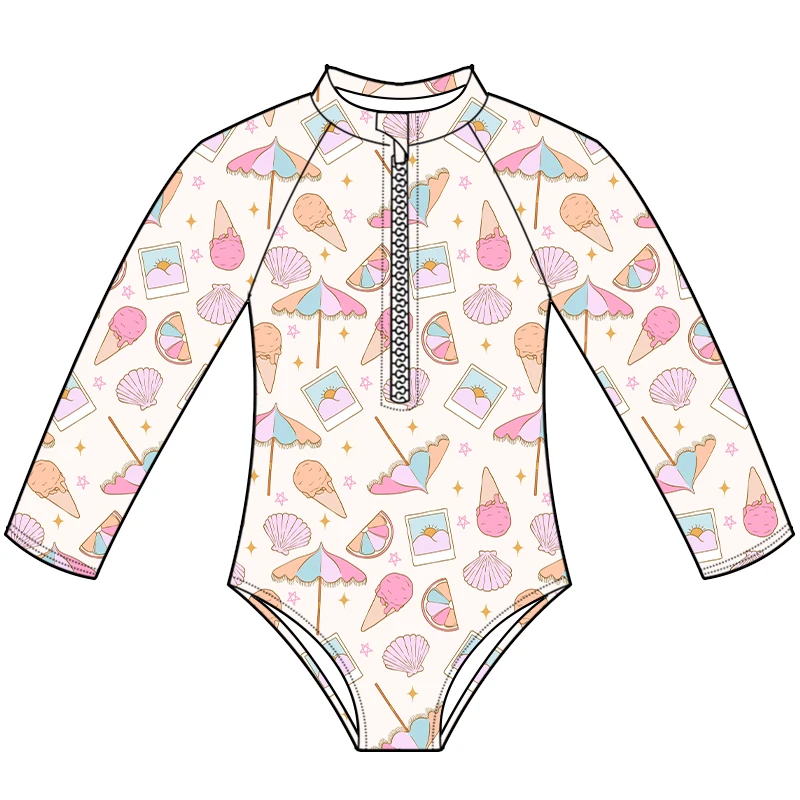 High Quality One Piece Swimsuits Quick Dry Eco-Friendly Floral Custom Design New Girls Swimwear for Kids Beachwear ODM - Image 4