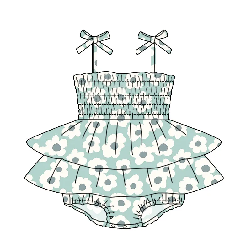 Newly Arrived Cute Baby Girl Custom butterfly Pattern Crawl Suit Lace-up Elastic Design and Lace Boutique Children's Onesie - Image 6