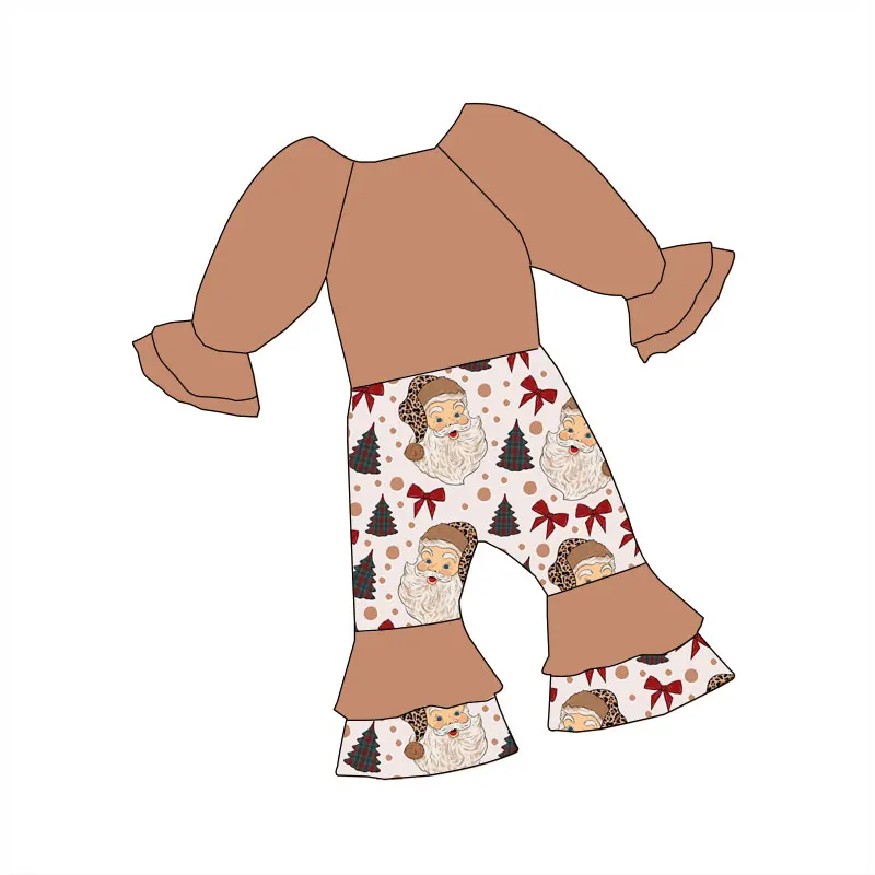 Fall Kid Clothes Milk Silk Fabric Long Sleeve Round Collar Girl Clothing Custom Print Jumpsuit - Image 4