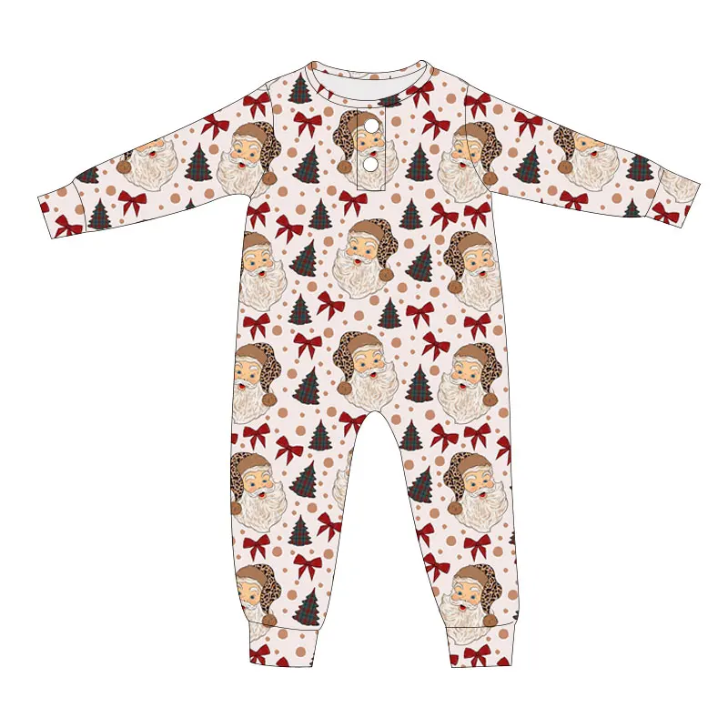 Best Selling Newborn Toddlers Long Sleeve Romper Snap Button Design Custom Christmas Print Baby Clothes Breathable Jumpsuit - Image 6