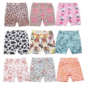 OEM Custom Fabric Print Summer Baby Short Pants Tight Style Girl Casual Wear Cute Kids Biker Shorts