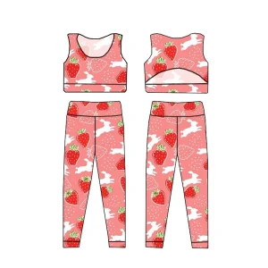 Girls' Summer Custom-made Yoga Set - Sleeveless Long Pants - Sporty High-quality Children's Clothing