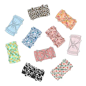 Baby Girl Wholesale Doll Headband Delicate Printed Elastic Headband with Cute Bow