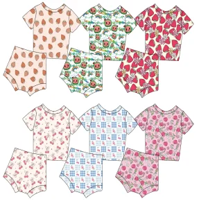 Summer Baby Custom Fruit-pattern Short-sleeved Set of Casual Children's Two-piece Clothing for Daily Wear