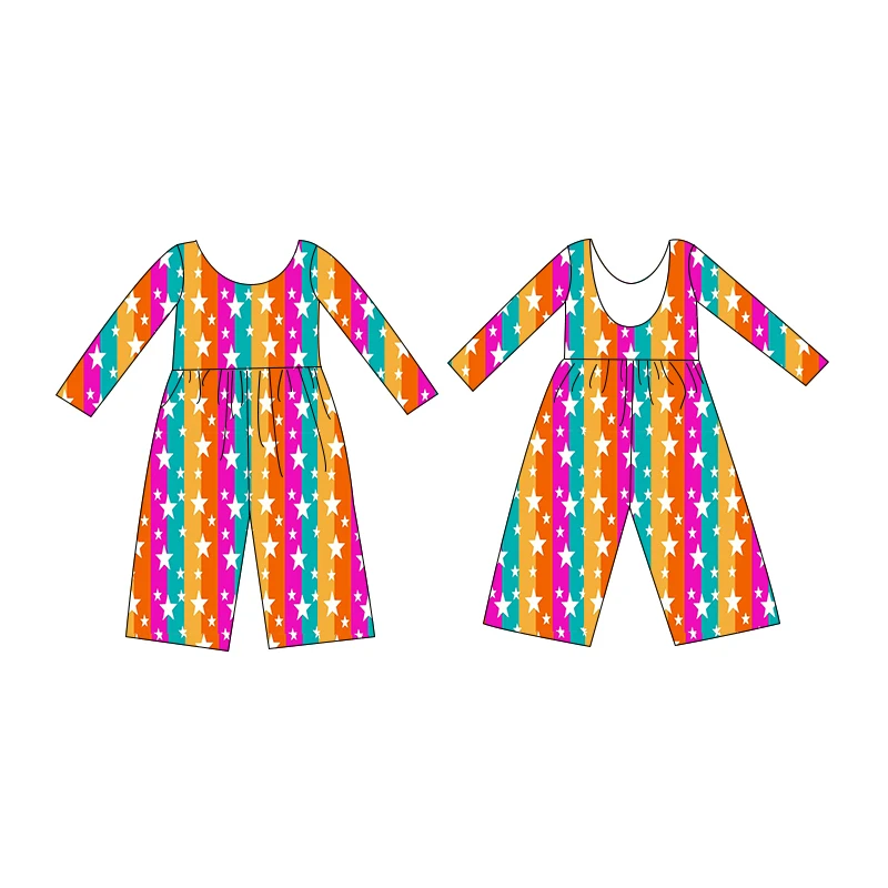 Custom Newborn Baby Boutique Kids Girls Clothing Long Sleeve Wide Leg Jumpsuit Pajamas Romper - Image 4