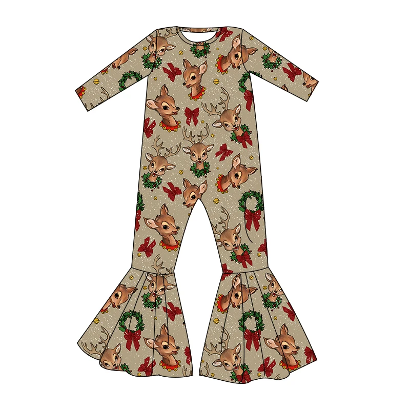 Wholesale Newborn Baby Long Sleeve Romper Custom Infant Toddler Baby Girl Christmas Top Bell Bottoms One Piece Sets Baby Clothes - Image 4