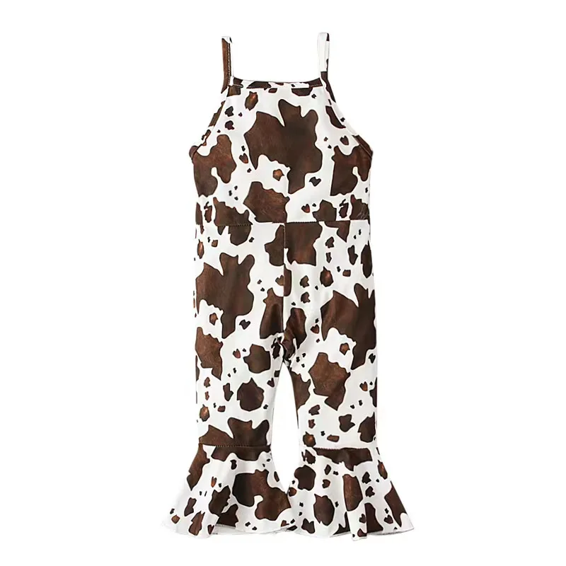New Arrival Summer Children's Halter Jumpsuit Bell Bottoms Custom Print Western Design Sweet Little Girl Jumpsuit - Image 4
