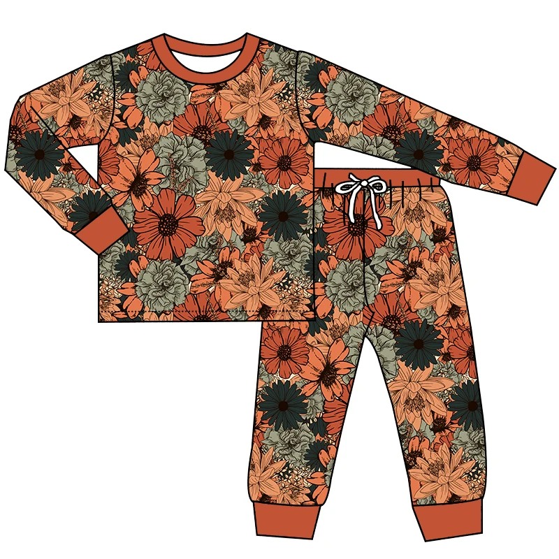 Hot Sale Autumn Halloween Christmas Print Kids Girl Boy Long Sleeve Pajamas 2 PCS Milk Silk Baby Sleep Wear Outfits - Image 2