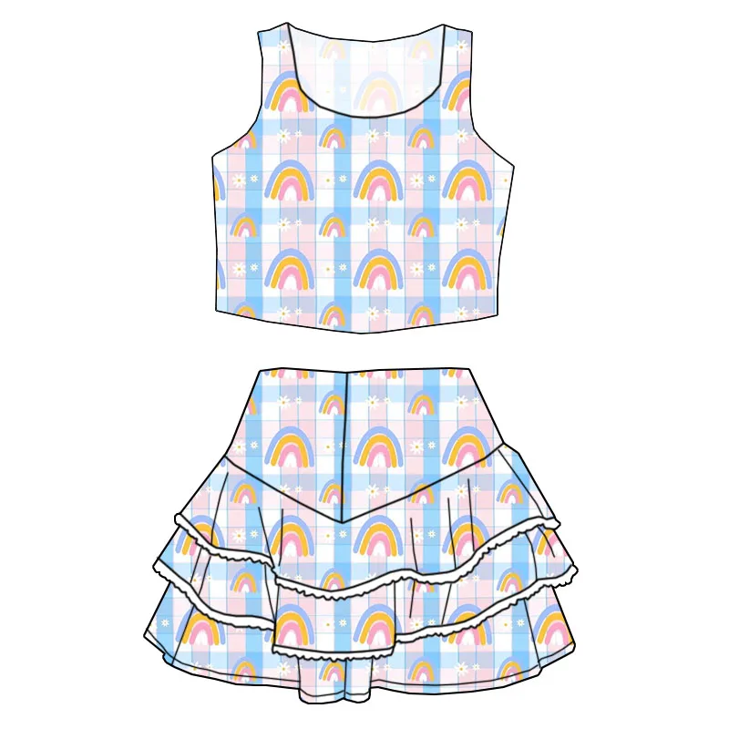 Low MOQ Summer Children's Custom-made Clothing - O-necked Top with Short Skirt and Lace Trim Design - Adorable Girls' Clothing - Image 6