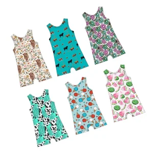 Hot Selling Kids Boy Sleeves Romper With Snap Button Short Pants Custom Pattern Milk Silk Kids Jumper Pants Summer Jumpsuit