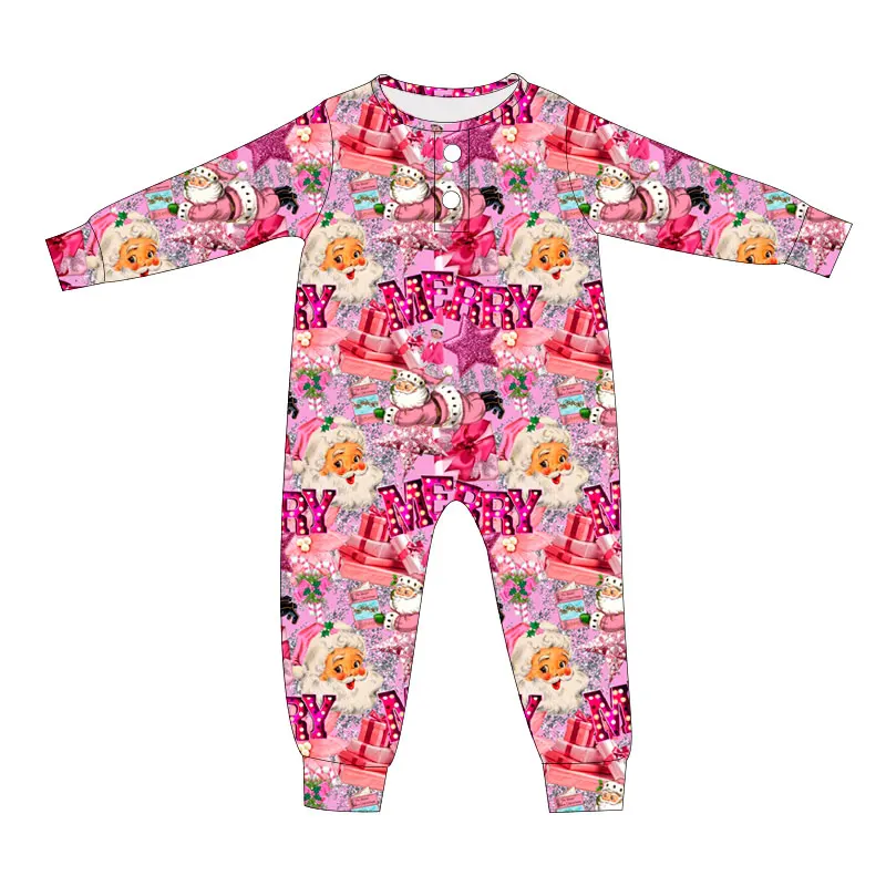 Best Selling Newborn Toddlers Long Sleeve Romper Snap Button Design Custom Christmas Print Baby Clothes Breathable Jumpsuit - Image 4