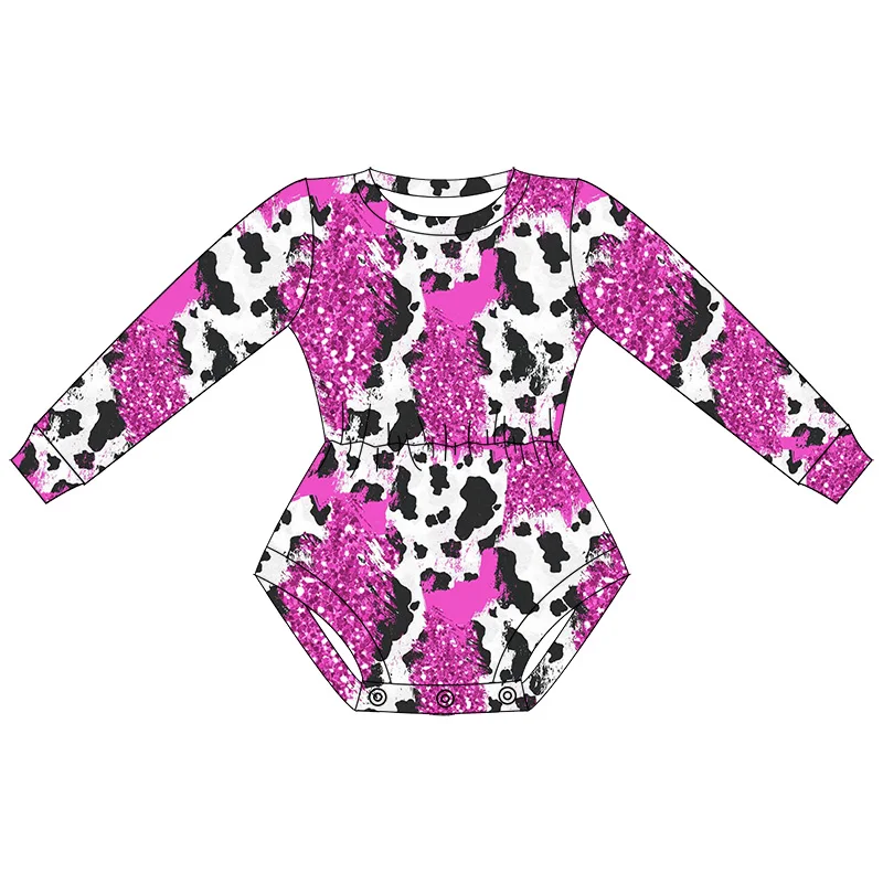 Wholesale Newborn Baby One Piece Romper Long Sleeve Round Neck Milk Silk Fabric Western Autumn Girl Leotard - Image 5