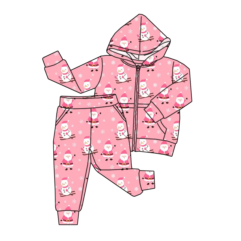 Best-selling Autumn and Christmas Printed Children's Hooded with Zipper Pockets, Fashionable Kids Set - Image 2