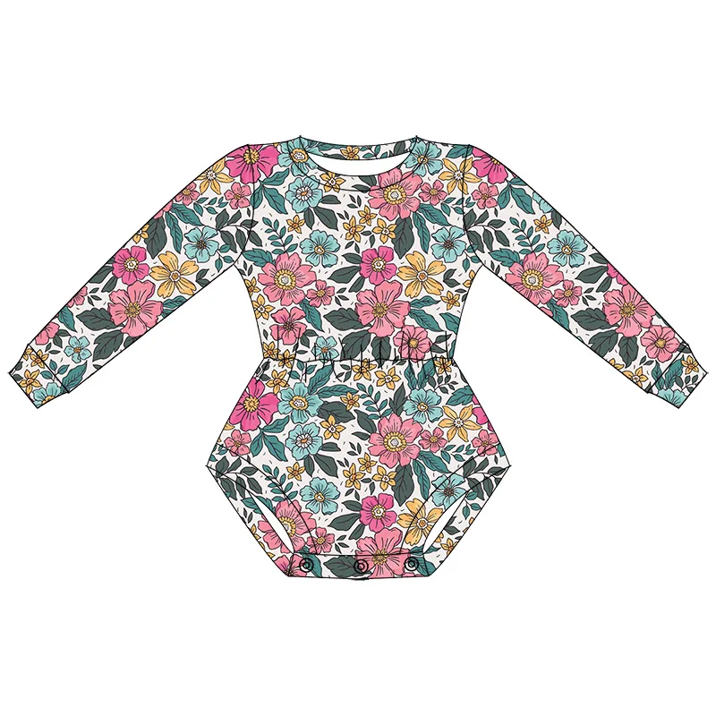 Wholesale Newborn Baby One Piece Romper Long Sleeve Round Neck Milk Silk Fabric Western Autumn Girl Leotard - Image 6