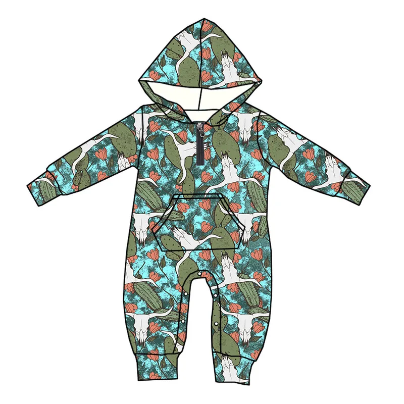 New Arrival Soft Custom Bamboo Baby Pajamas Sleeper Long Sleeves Baby Girls Zipper Hoodie Romper - Image 5