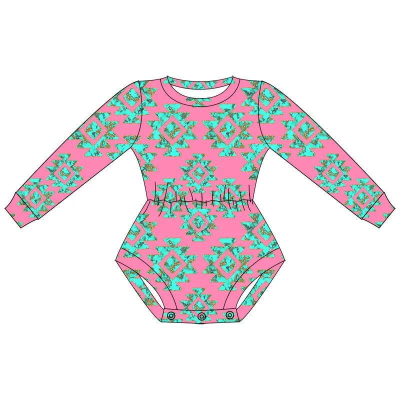 Wholesale Newborn Baby One Piece Romper Long Sleeve Round Neck Milk Silk Fabric Western Autumn Girl Leotard - Image 4