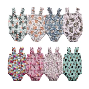 OEM ODM Newborn Infant Toddler Girls Clothes Printing Fabric Romper Boutique Custom Summer Baby Clothing