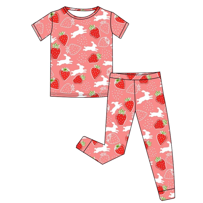 High-quality Bamboo-made Children's Sleepwear Set Short-sleeved Pants and Long Pants, Custom Patterns Children's Summer Pajamas - Image 5