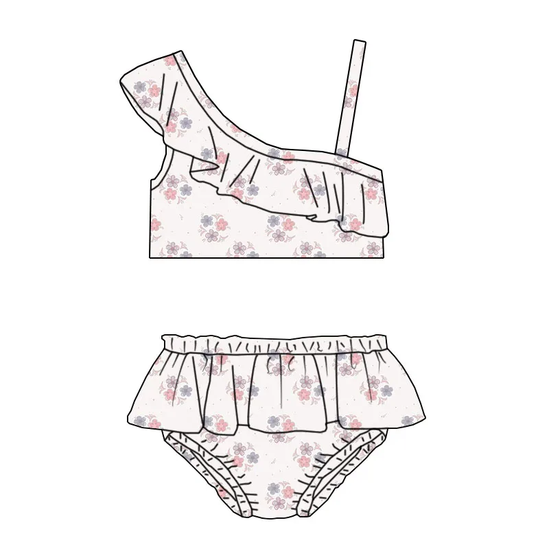 High Quality Children's Swimwear Beach Wear Printed Bikini Swimwear Custom Printed Sleeveless Summer Girls Swimwear - Image 6