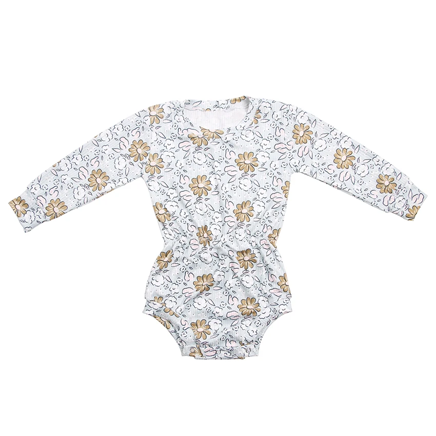 High Quality Kids Baby Printing Romper Children Long Sleeve Clothes Soft Baby Ribbed Fabric Romper - Image 4
