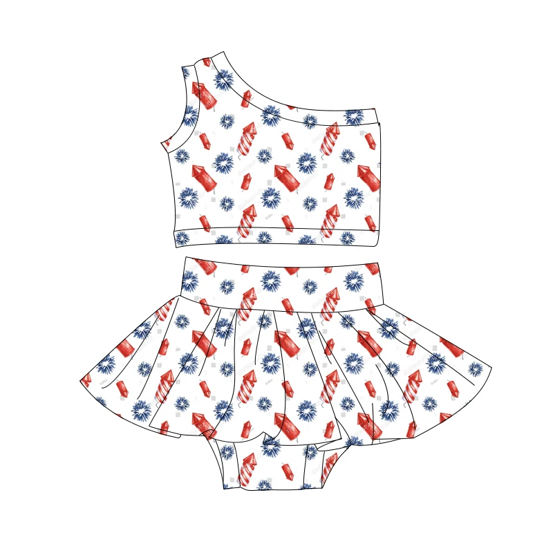 Wholesale Kids Girl Sleeveless Top with Skirts Set Soft Cotton Fabric Little Girl Outfits - Image 2