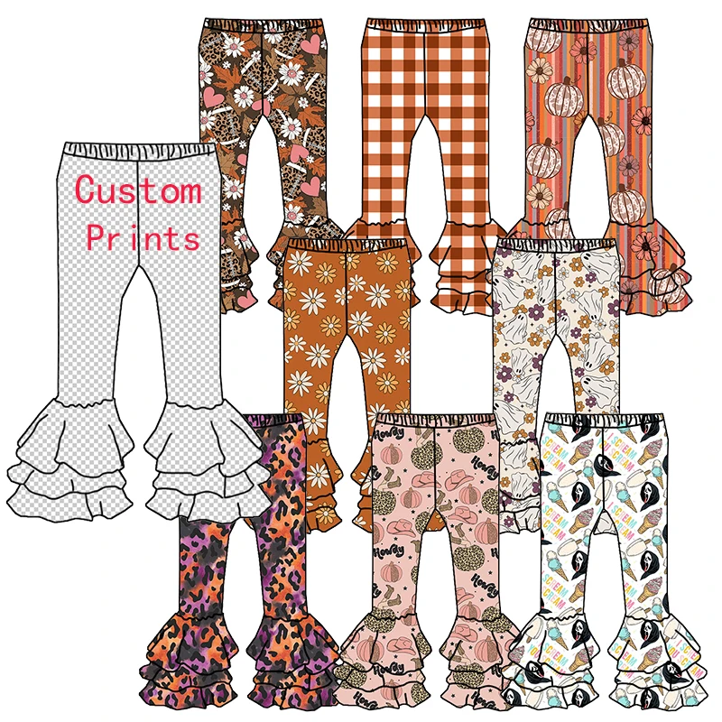 Hot Selling Children Girls Long Pants Fall Kids Soft Leggings Halloween Custom Lovely Girls Ice Leggings