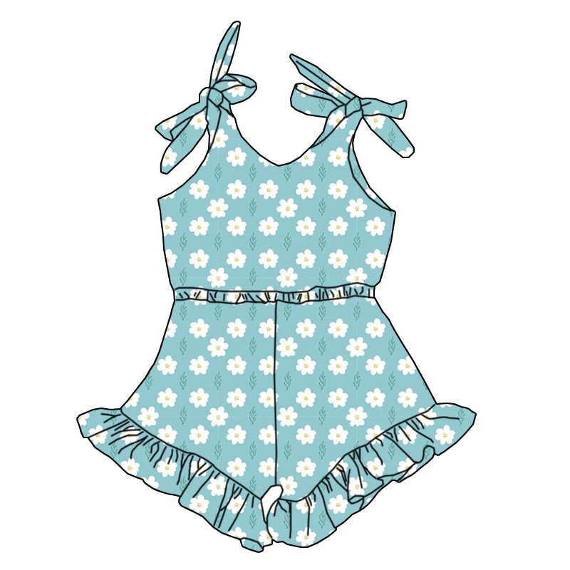 Premium Summer Factory Wholesale Baby Girls' Sleeveless Jumpsuits with Lace-up Pleated and Lace Designs Children's Jumpsuits - Image 3