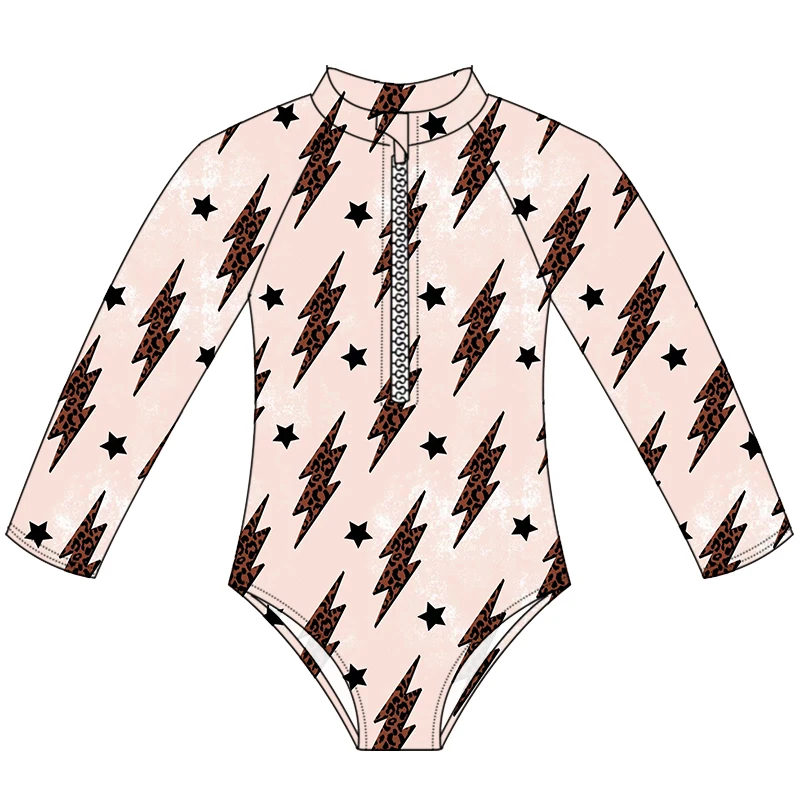 Summer Girl Beach Wear 0-16 Years Old Swimsuit Custom Print Kids Long Sleeve Bathing Suit With Zipper One-Piece Swimming Wear - Image 6